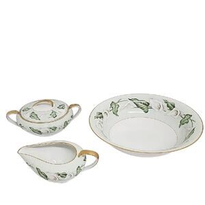 VTG Noritake China Adrienne Floral Lily Serveware Bowl Sugar and Creamer Japan